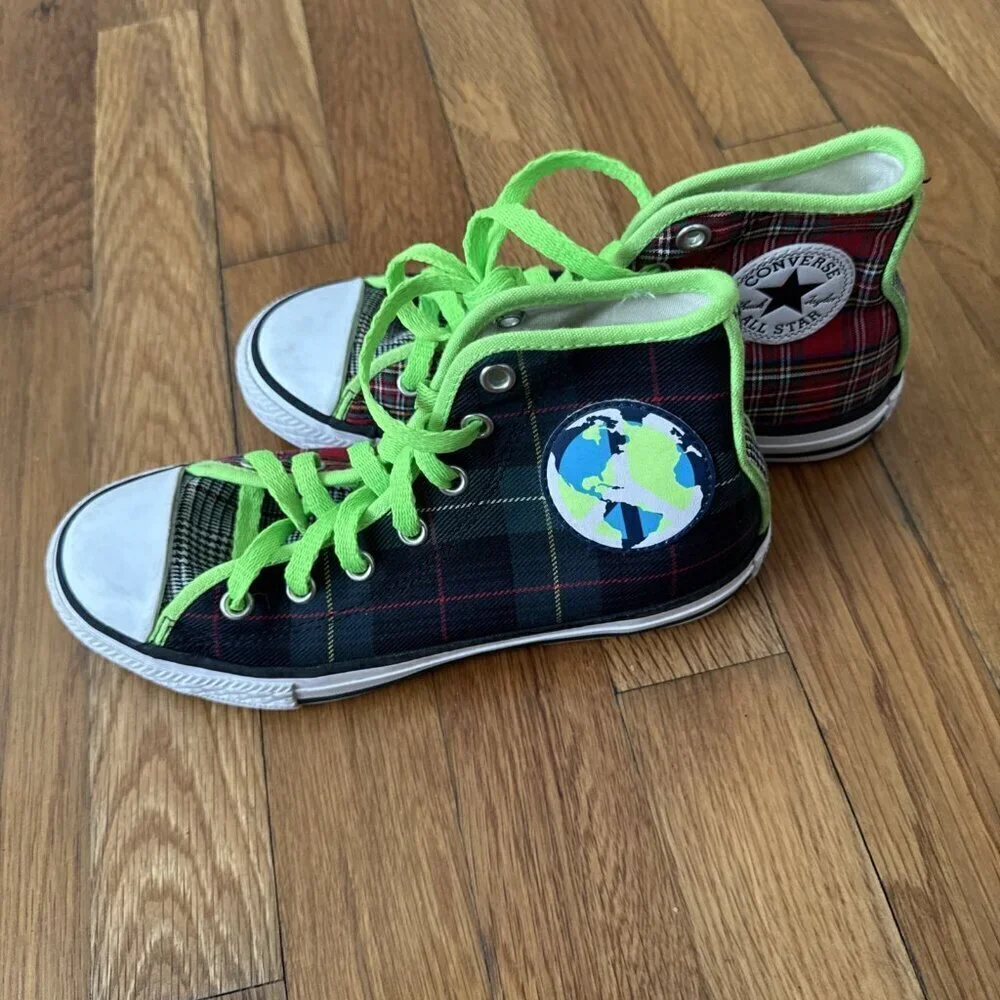 Converse All Star Chuck Taylor Youth Plaid Shoes Size 2